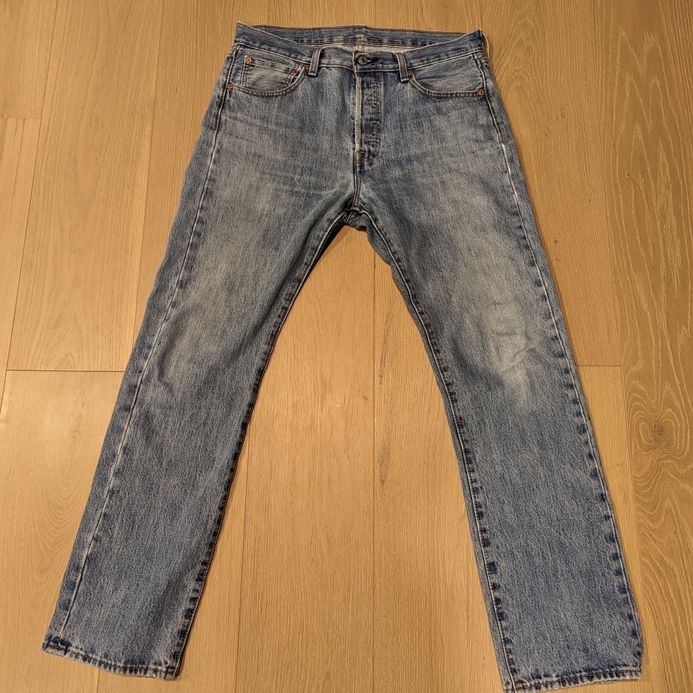 Classic Perfectly Broken In Blue 501 Denim Jeans